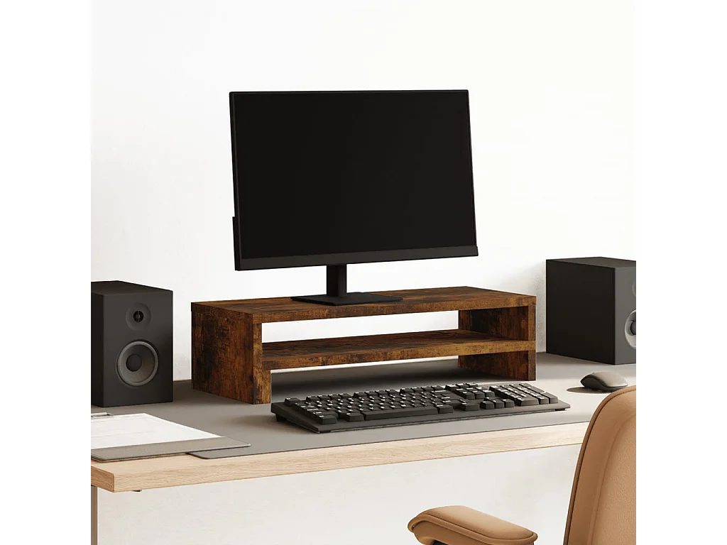 Support de moniteur chêne fumé 54x22x15 cm bois d'ingénierie