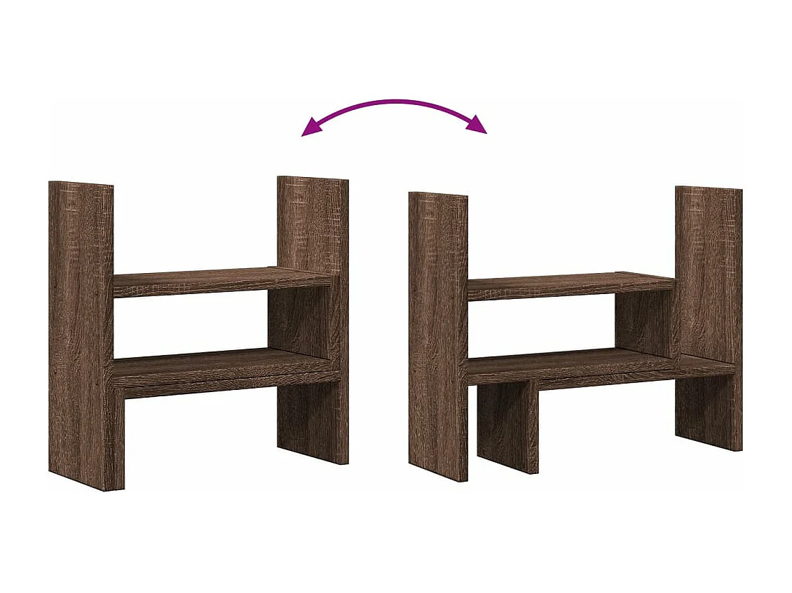 Organisateur de bureau réglable chêne marron bois d'ingénierie