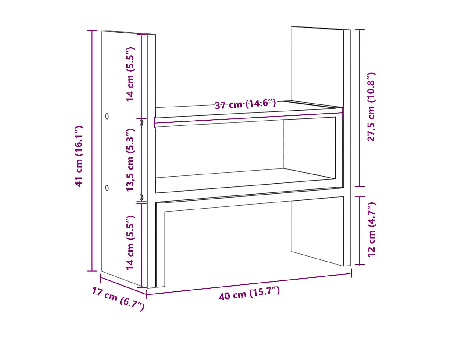 Organizer da scrivania regolabile in MDF rovere marrone