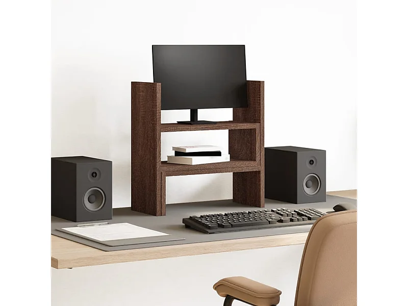 Organisateur de bureau réglable chêne marron bois d'ingénierie