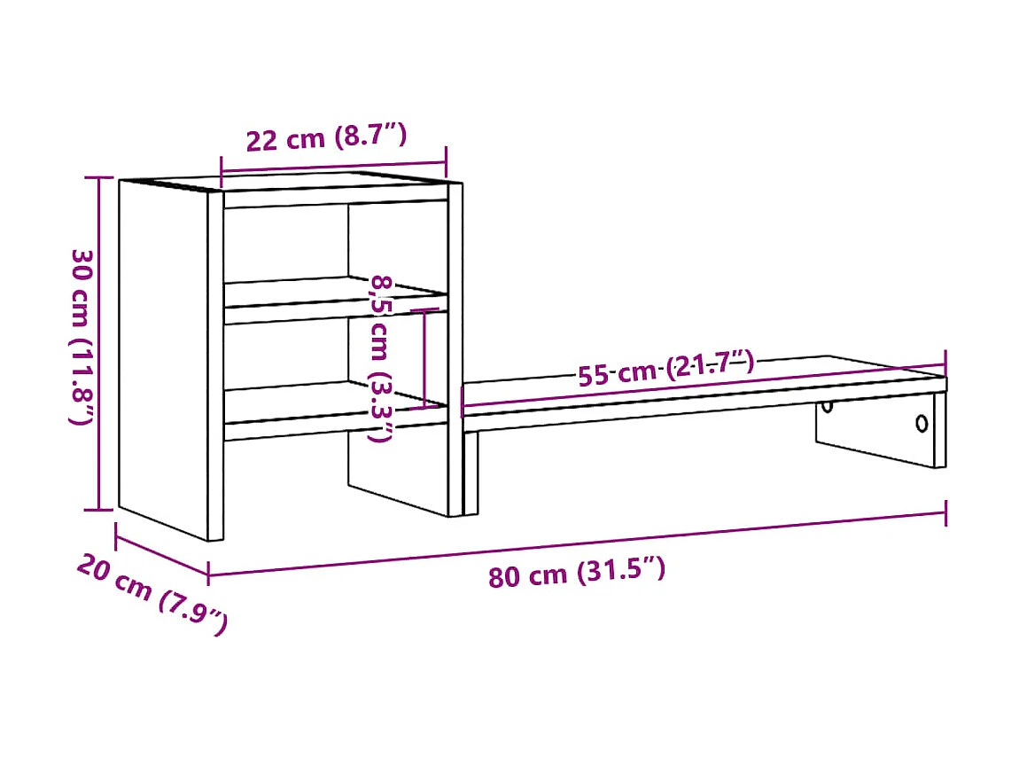Support de moniteur et organisateur de bureau bois d'ingénierie