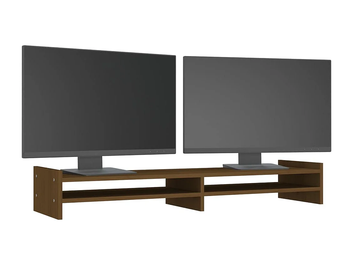 Soporte para monitor Marrón miel 100x27x15 cm Madera maciza de pino