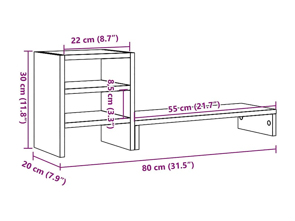 Suporte para monitor de madeira projetada e organizador de mesa