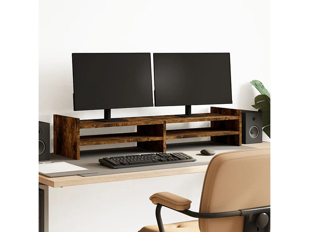 Support de moniteur chêne fumé 100x27x20 cm bois d'ingénierie