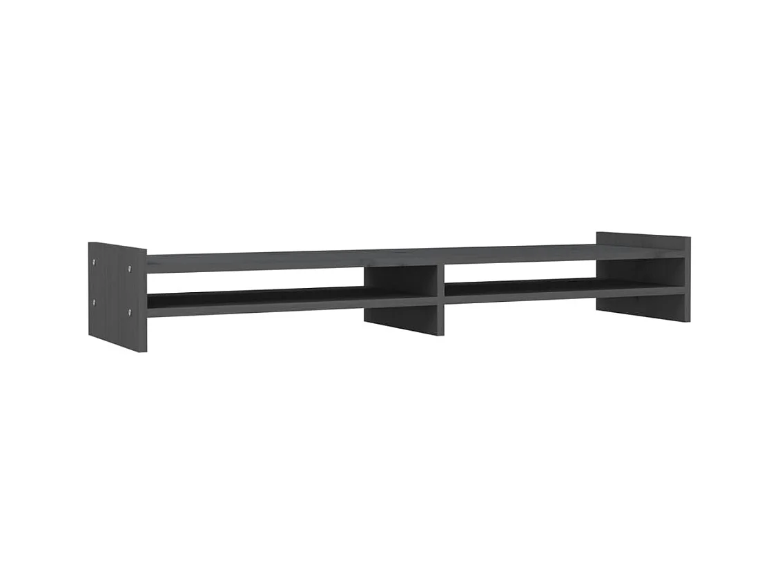 Supporto per monitor Grigio 100x27x15 cm Legno di pino massiccio