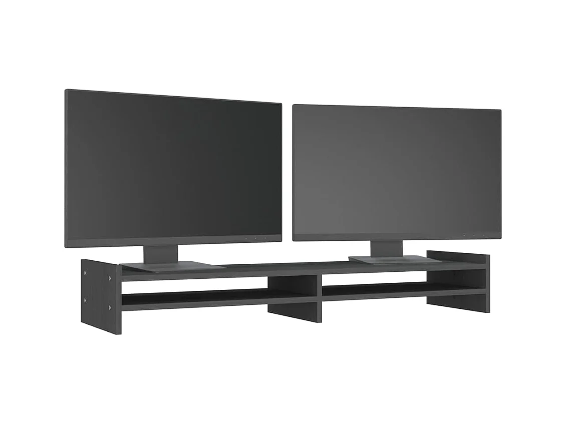 Supporto per monitor Grigio 100x27x15 cm Legno di pino massiccio