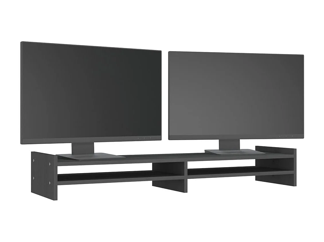 Support de moniteur Gris 100x27x15 cm Bois de pin solide