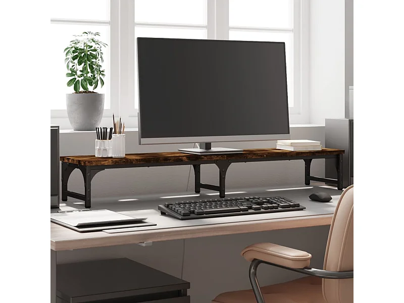 Supporto per monitor in rovere affumicato 105x23x15,5 cm in derivati del legno
