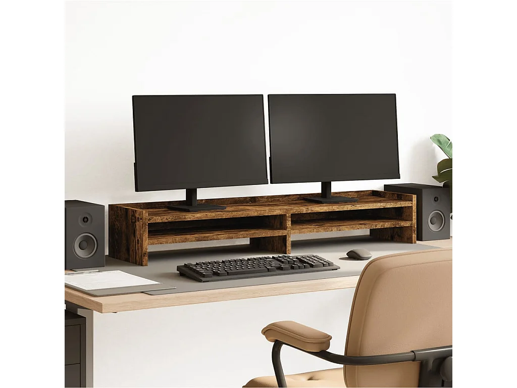 Support de moniteur chêne fumé 100x24x16 cm bois d'ingénierie