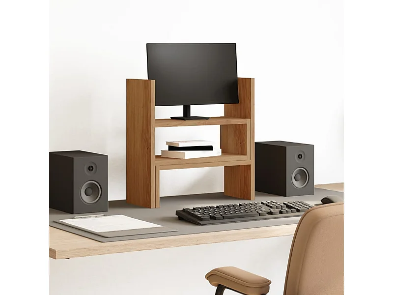 Organizador de escritorio ajustable en madera de ingeniería de roble artesanal