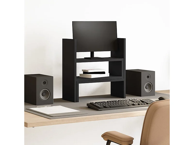 Organisateur de bureau réglable noir bois d'ingénierie