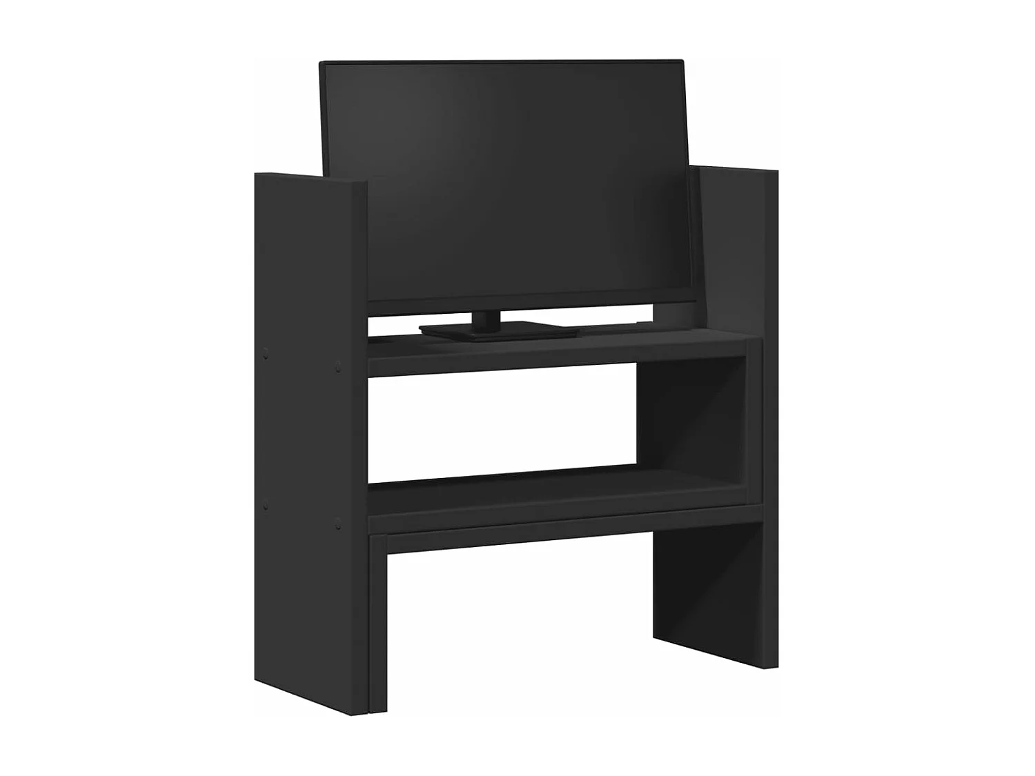 Organizador de escritorio ajustable negro de madera de ingeniería