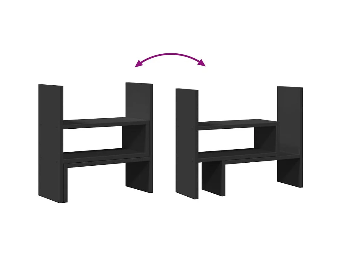 Organizador de escritorio ajustable negro de madera de ingeniería