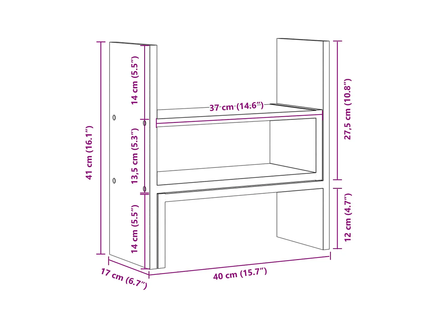 Organisateur de bureau réglable noir bois d'ingénierie