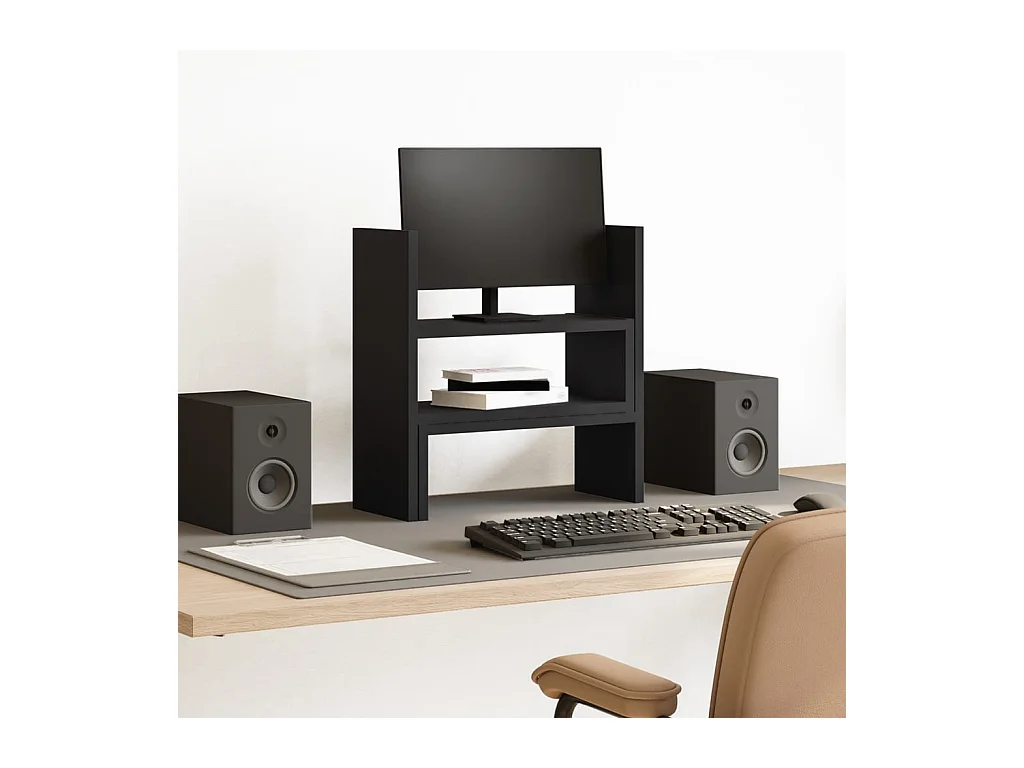 Organisateur de bureau réglable noir bois d'ingénierie