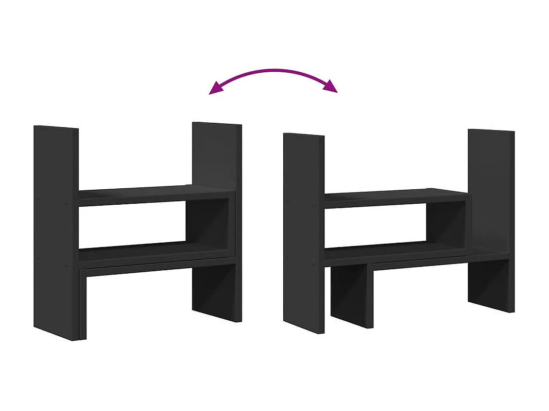 Organisateur de bureau réglable noir bois d'ingénierie