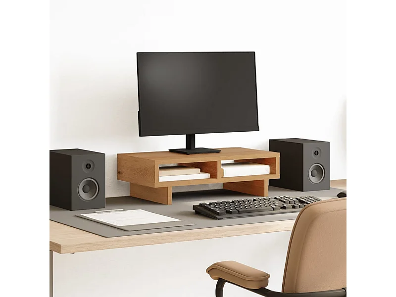 Supporto per monitor artigianale in rovere 50x27x15 cm in MDF