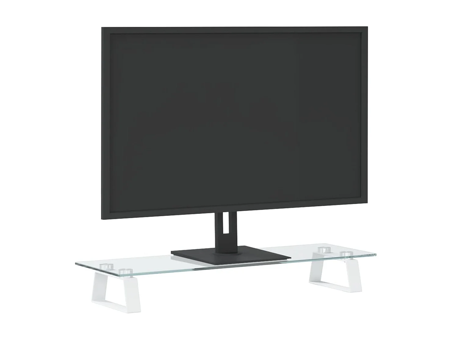 Supporto per monitor bianco 60x20x8 cm in vetro temperato e metallo