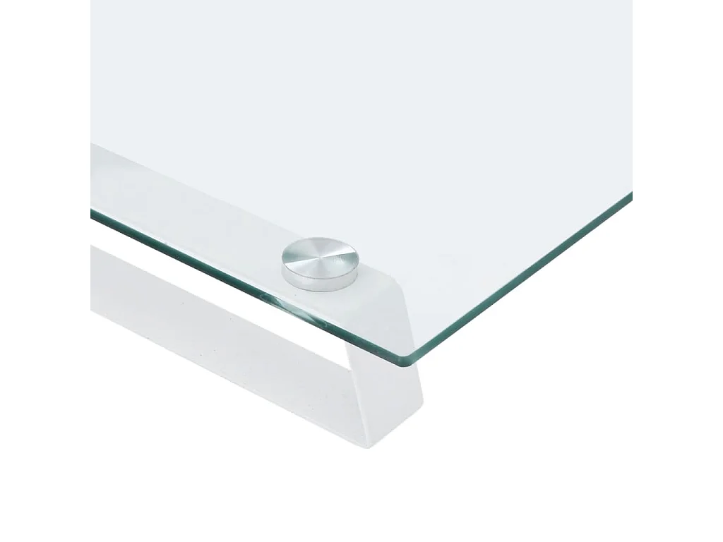 Supporto per monitor bianco 60x20x8 cm in vetro temperato e metallo