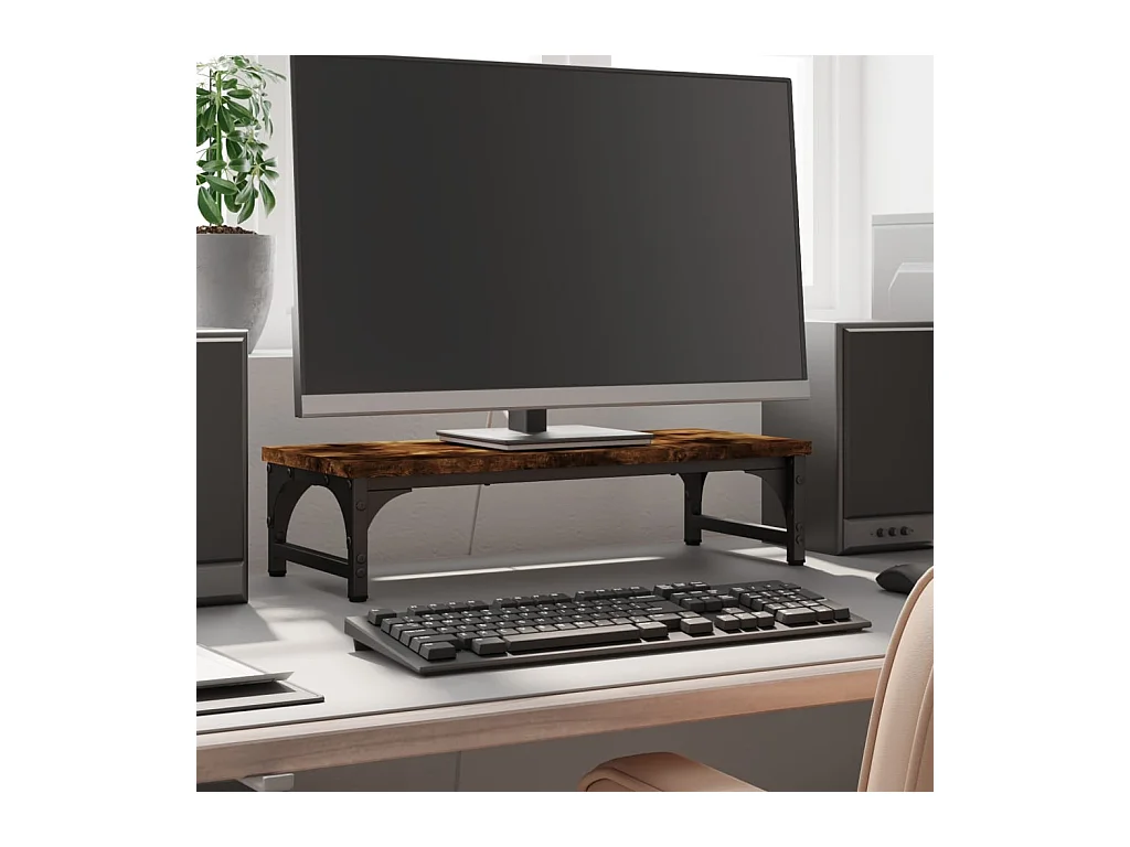 Supporto per monitor in rovere affumicato 55x23x14 cm in derivati del legno