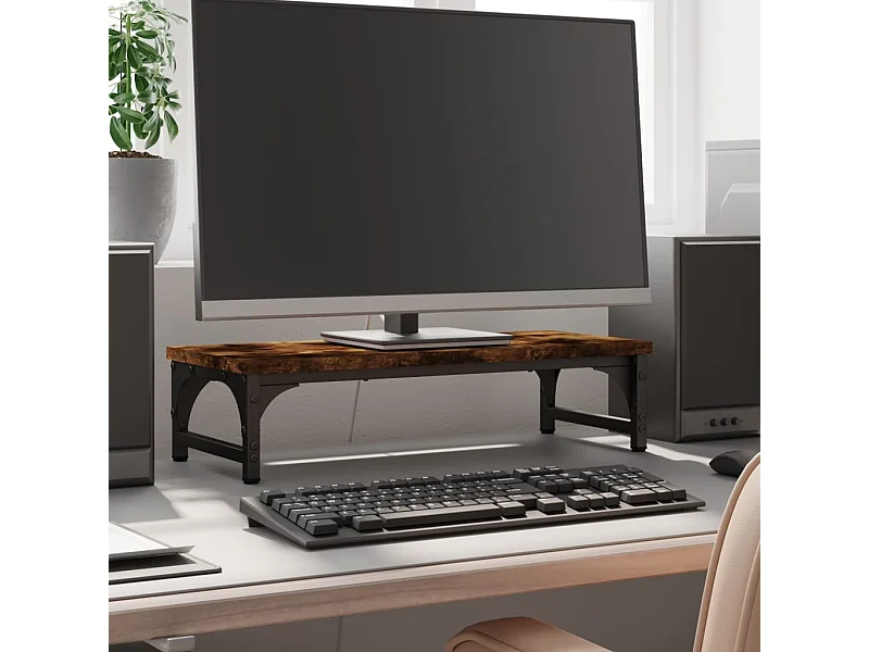 Soporte para monitor roble ahumado 55x23x14 cm madera contrachapada