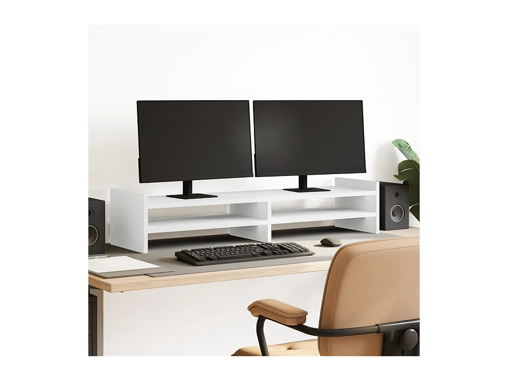 Support de moniteur blanc 100x27x20 cm bois d'ingénierie