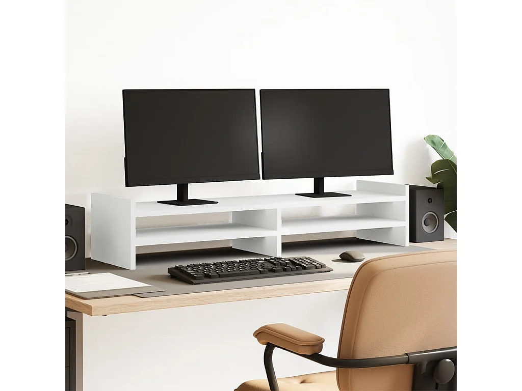 Support de moniteur blanc 100x27x20 cm bois d'ingénierie