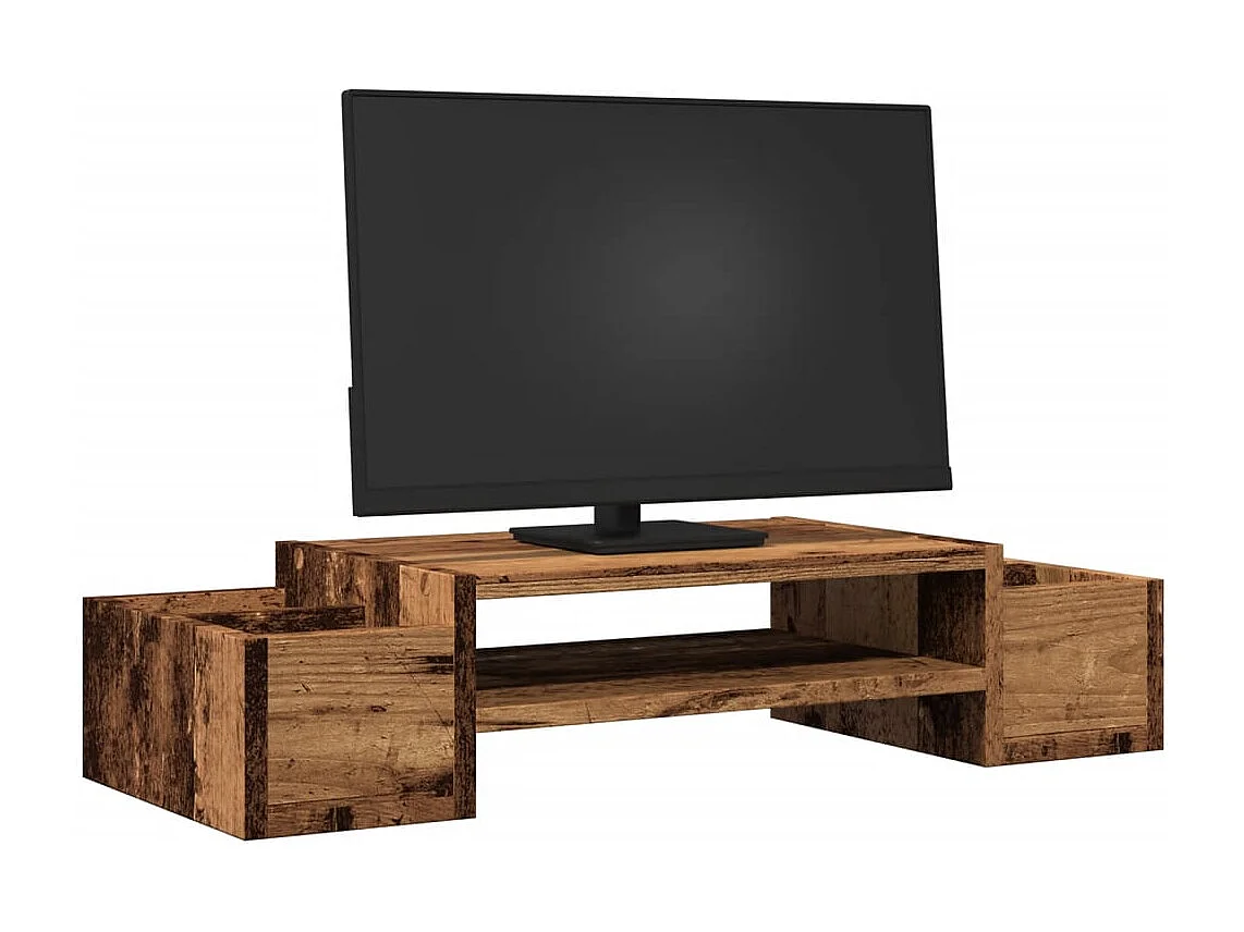 Support de moniteur avec rangement vieux bois bois d'ingénierie