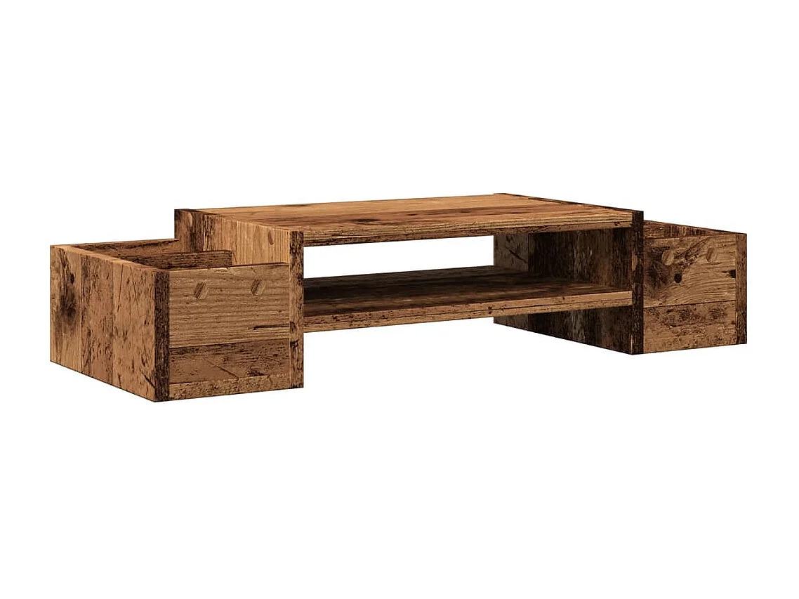 Support de moniteur avec rangement vieux bois bois d'ingénierie