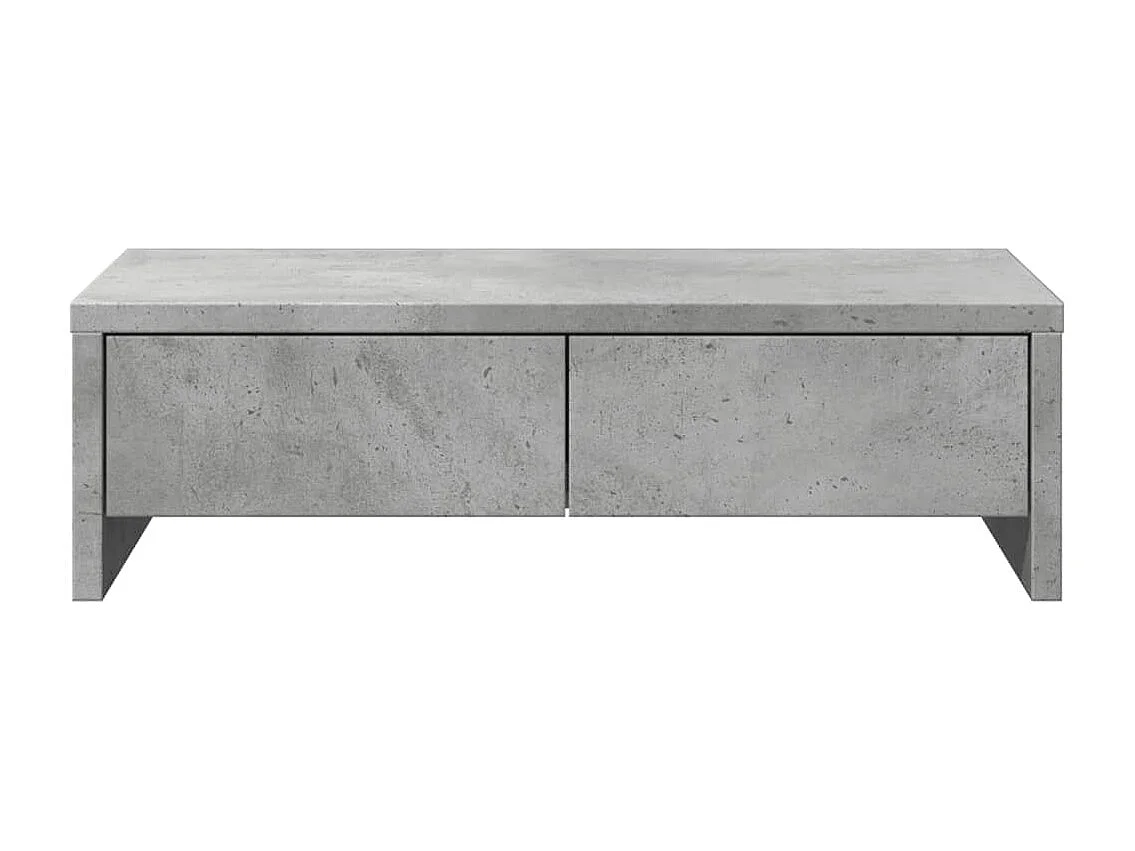 Support de moniteur avec tiroirs gris béton bois d'ingénierie