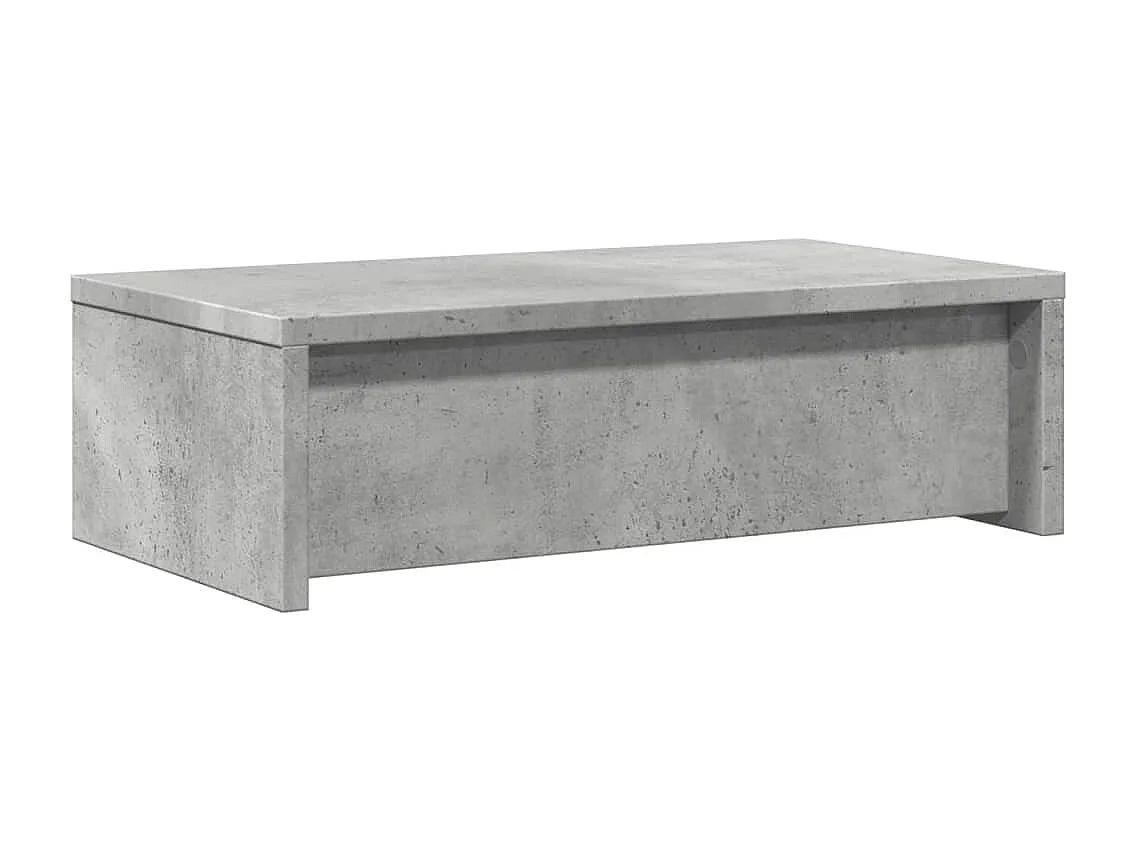 Support de moniteur avec tiroirs gris béton bois d'ingénierie