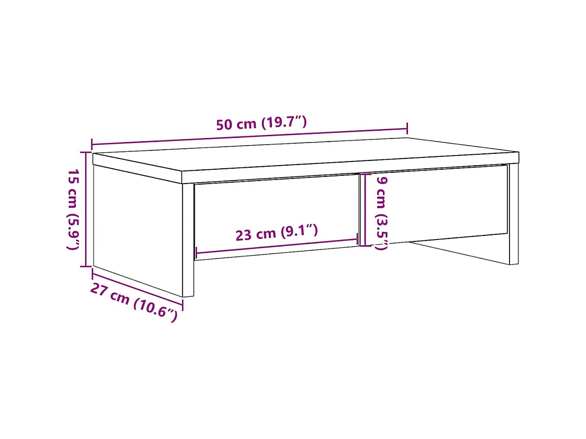Supporto per monitor con cassetti in derivati del cemento grigio cemento