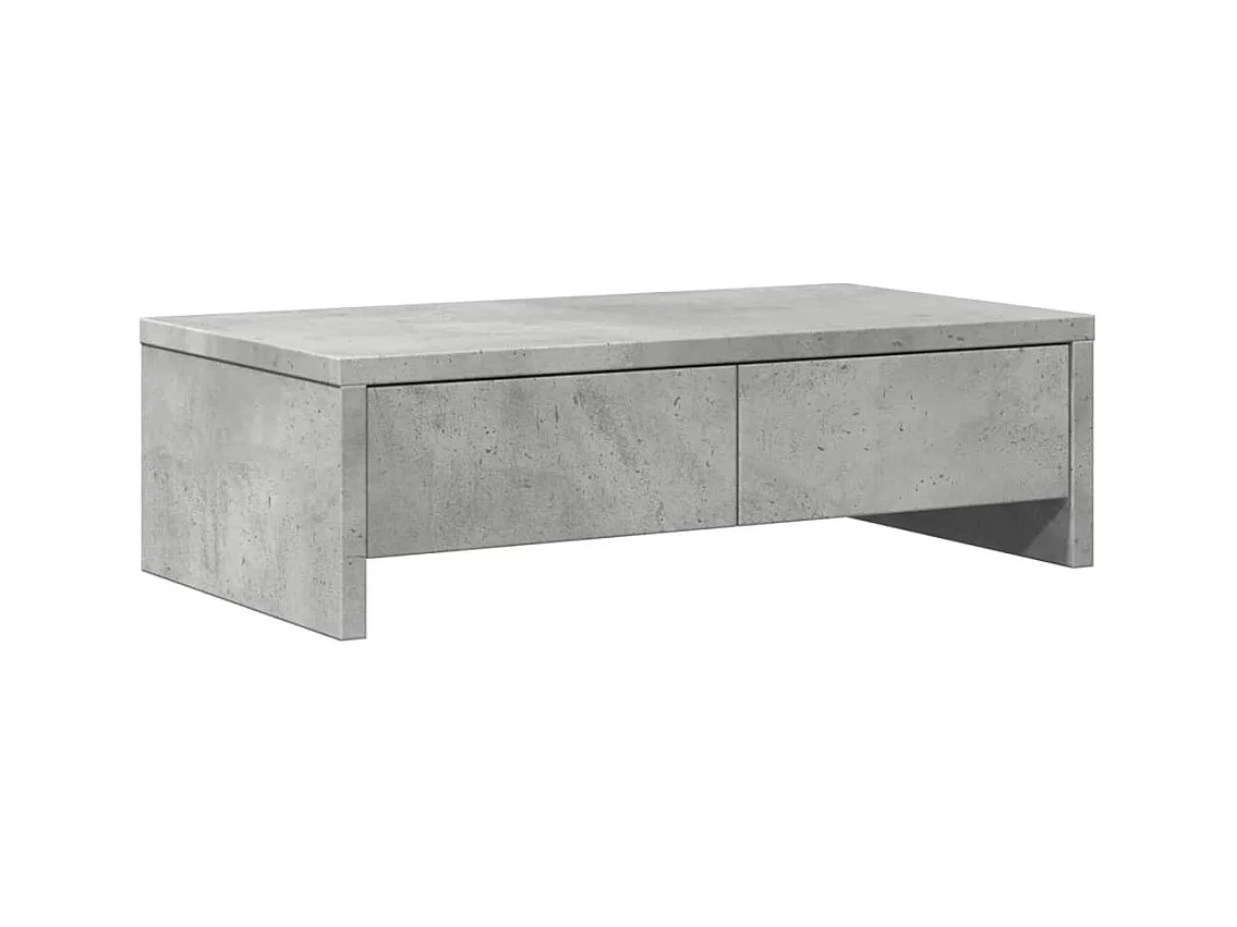 Supporto per monitor con cassetti in derivati del cemento grigio cemento