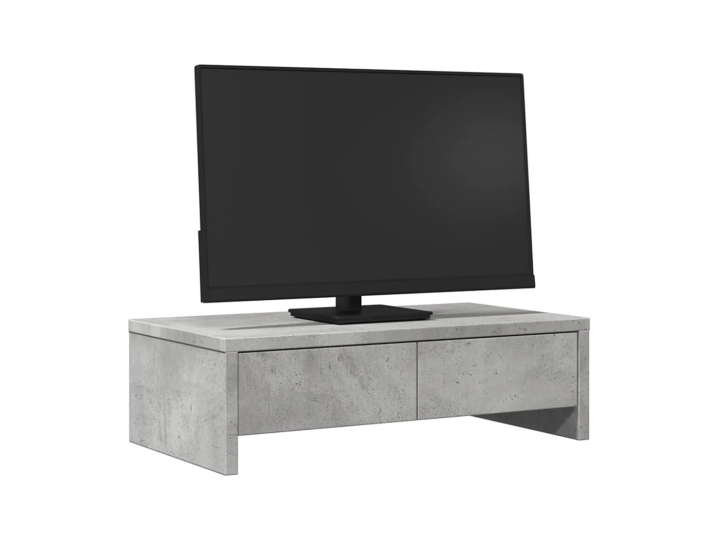 Supporto per monitor con cassetti in derivati del cemento grigio cemento