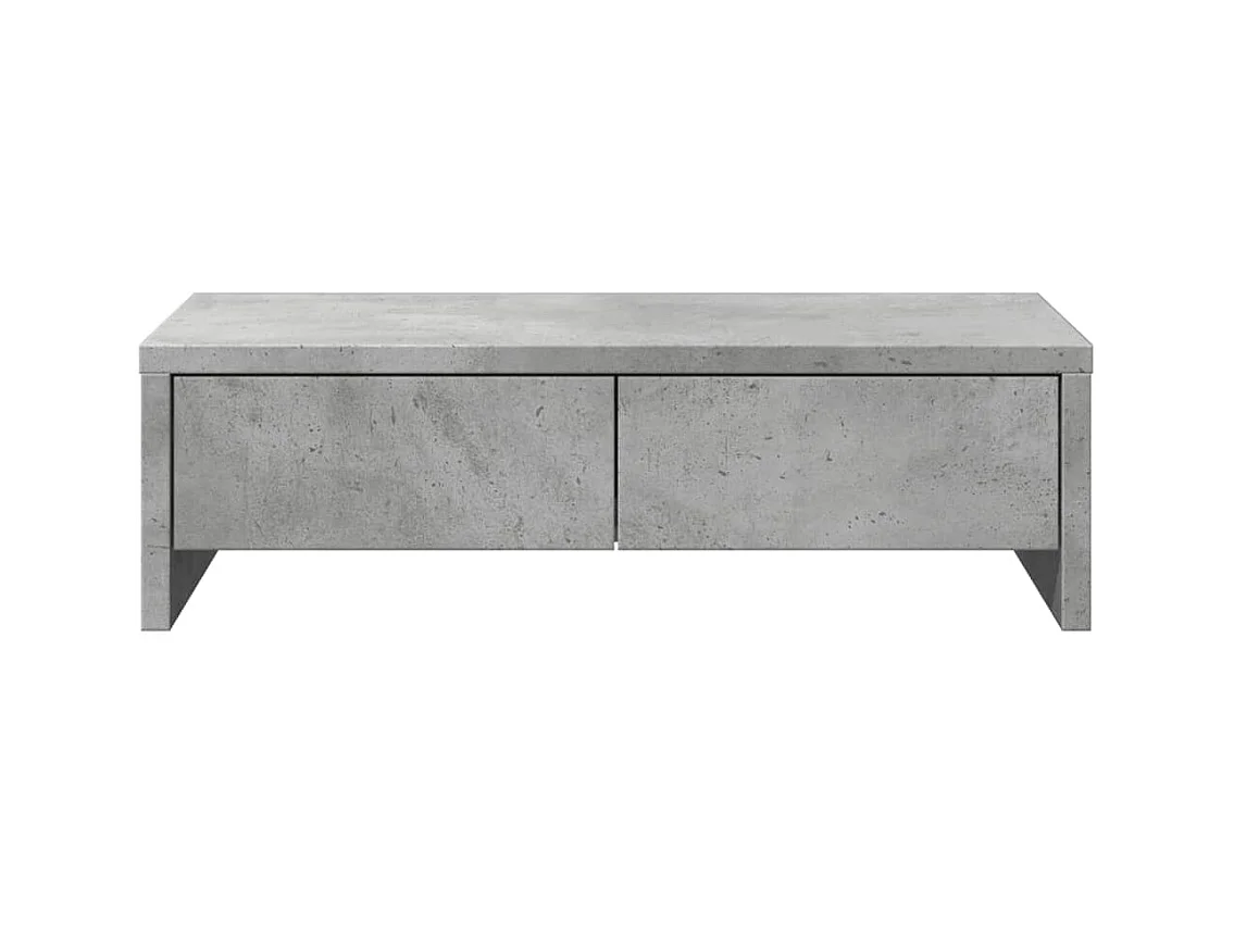 Supporto per monitor con cassetti in derivati del cemento grigio cemento