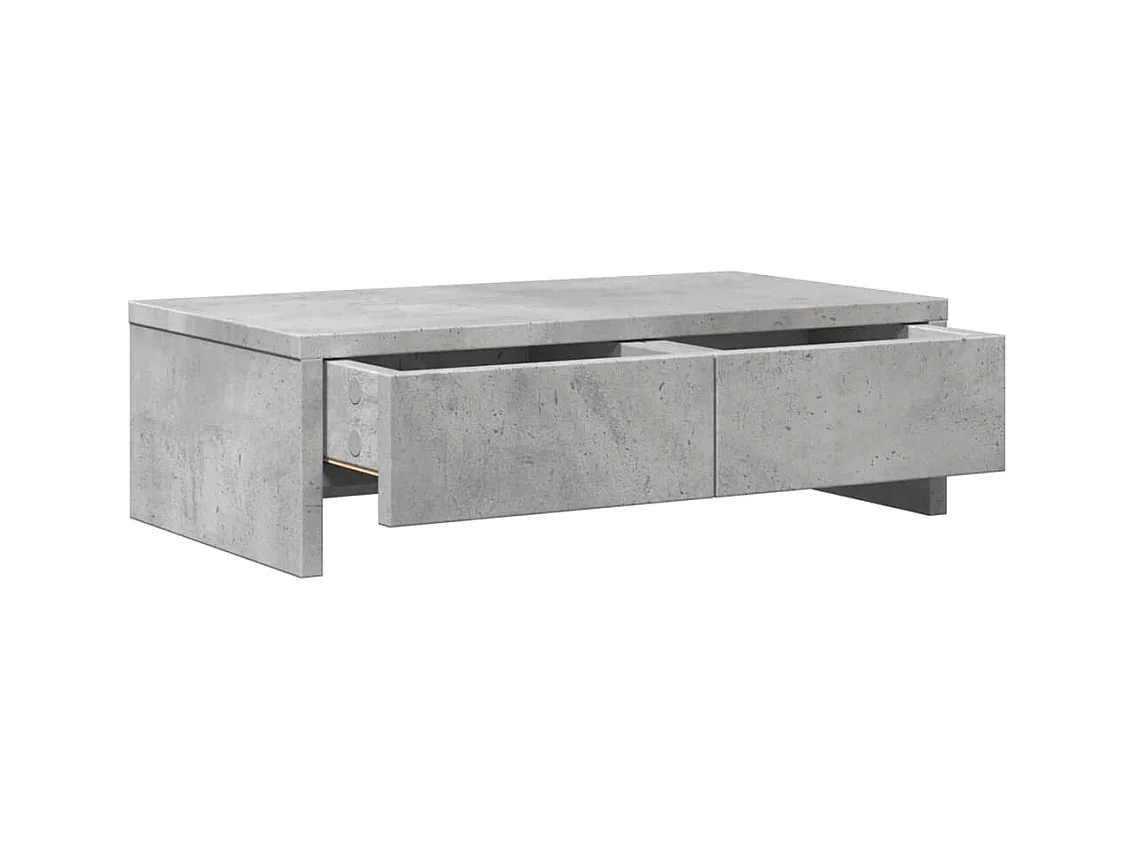 Supporto per monitor con cassetti in derivati del cemento grigio cemento