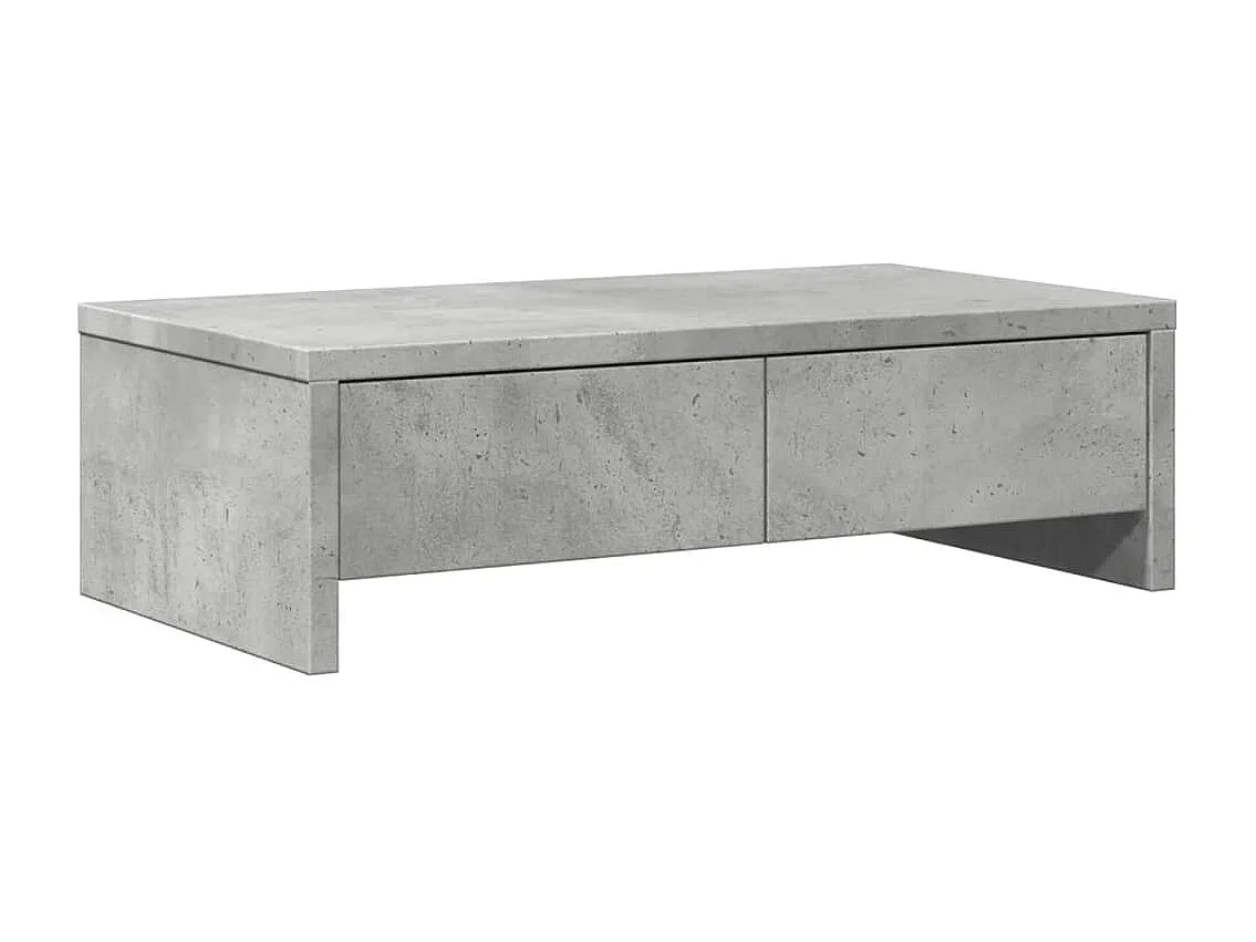 Support de moniteur avec tiroirs gris béton bois d'ingénierie