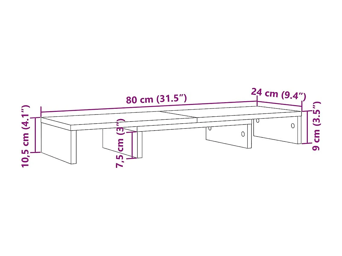 Support de moniteur élévateur réglable chêne marron