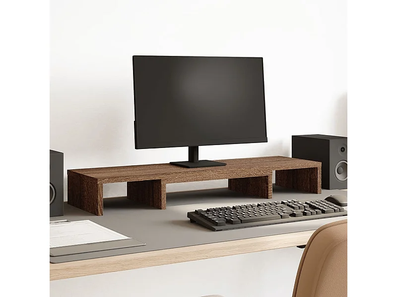 Support de moniteur élévateur réglable chêne marron