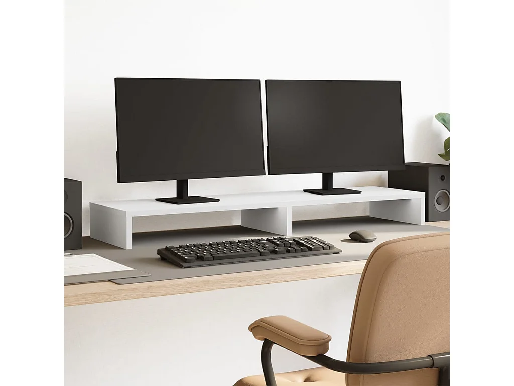 Suporte para monitor branco 100x27x10 cm madeira projetada