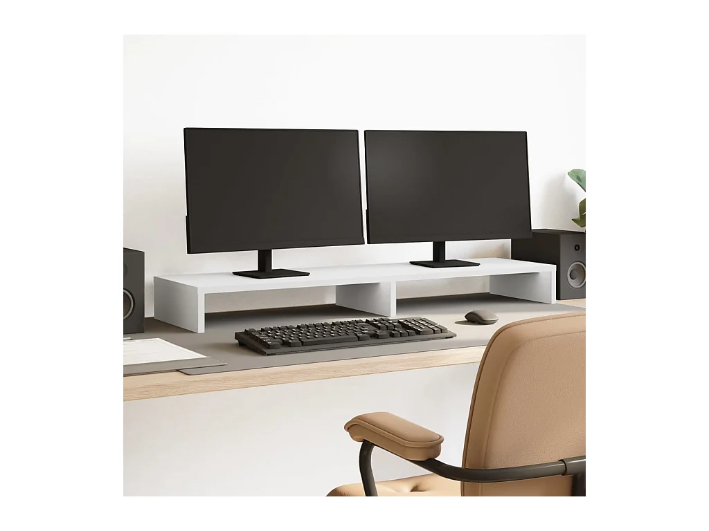Witte monitorstandaard 100x27x10 cm samengesteld hout