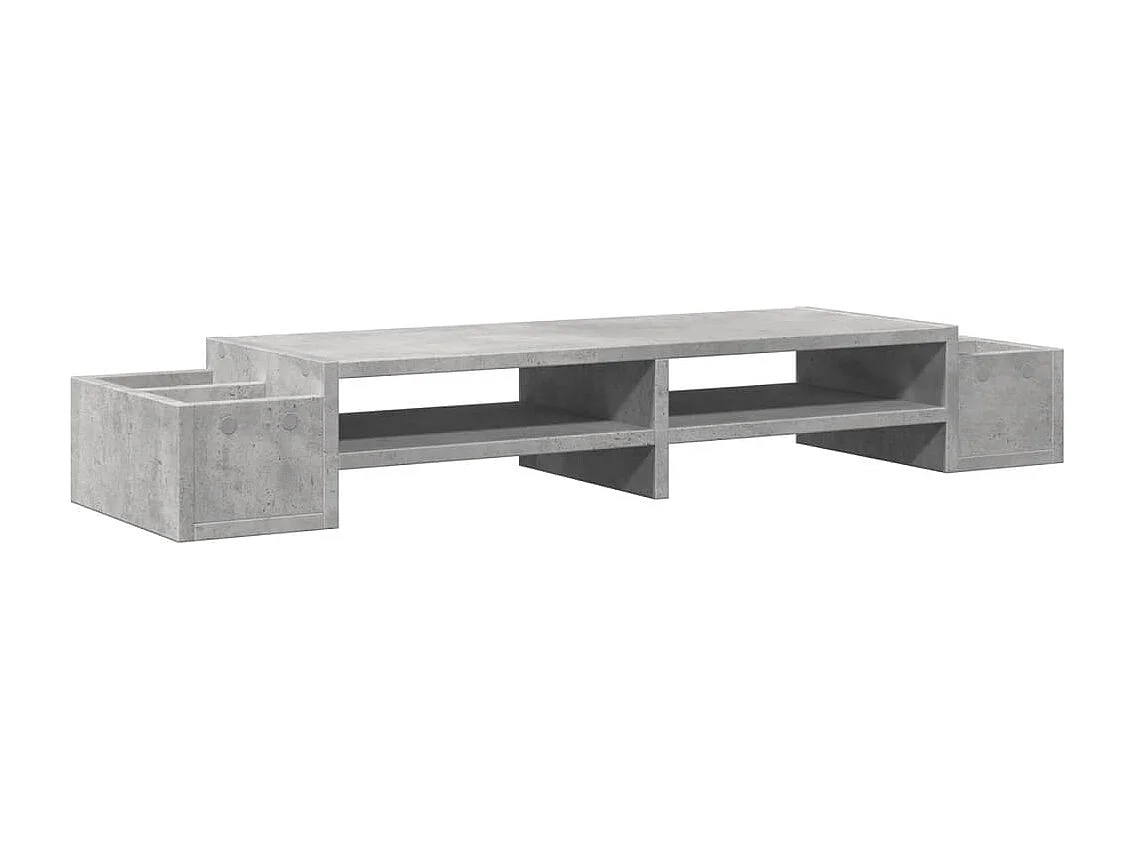 Support de moniteur avec rangement gris béton bois d'ingénierie