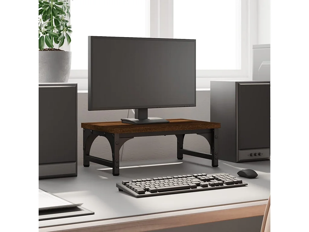 Support de moniteur chêne marron 37x23x14 cm bois d'ingénierie