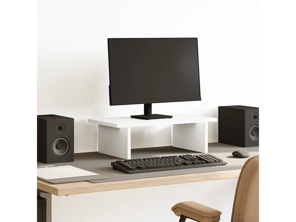 Support de moniteur blanc 50x27x15 cm bois d'ingénierie