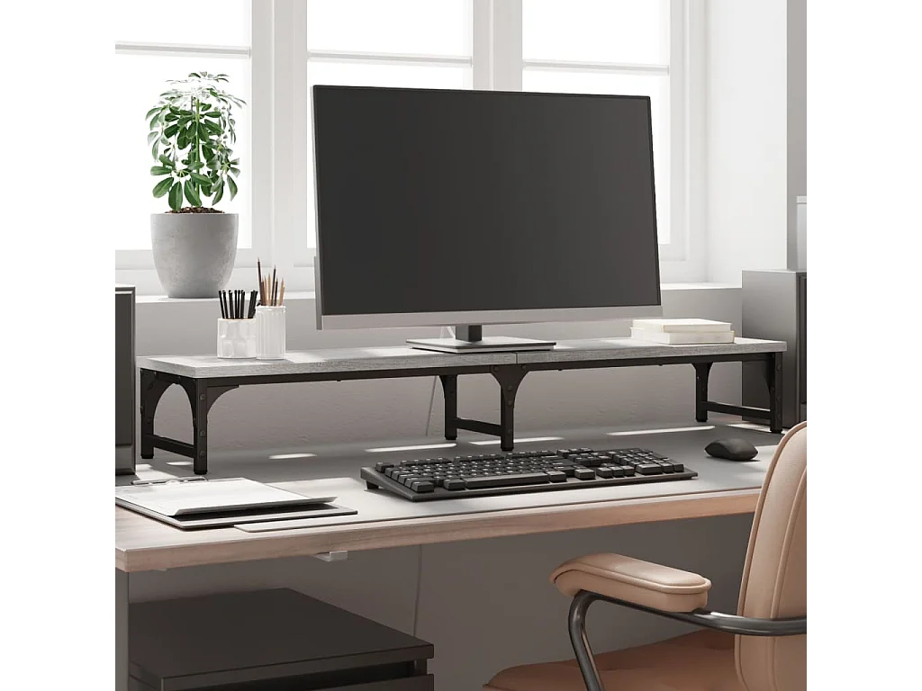 Suporte para monitor cinza Sonoma 105x23x15,5cm madeira projetada
