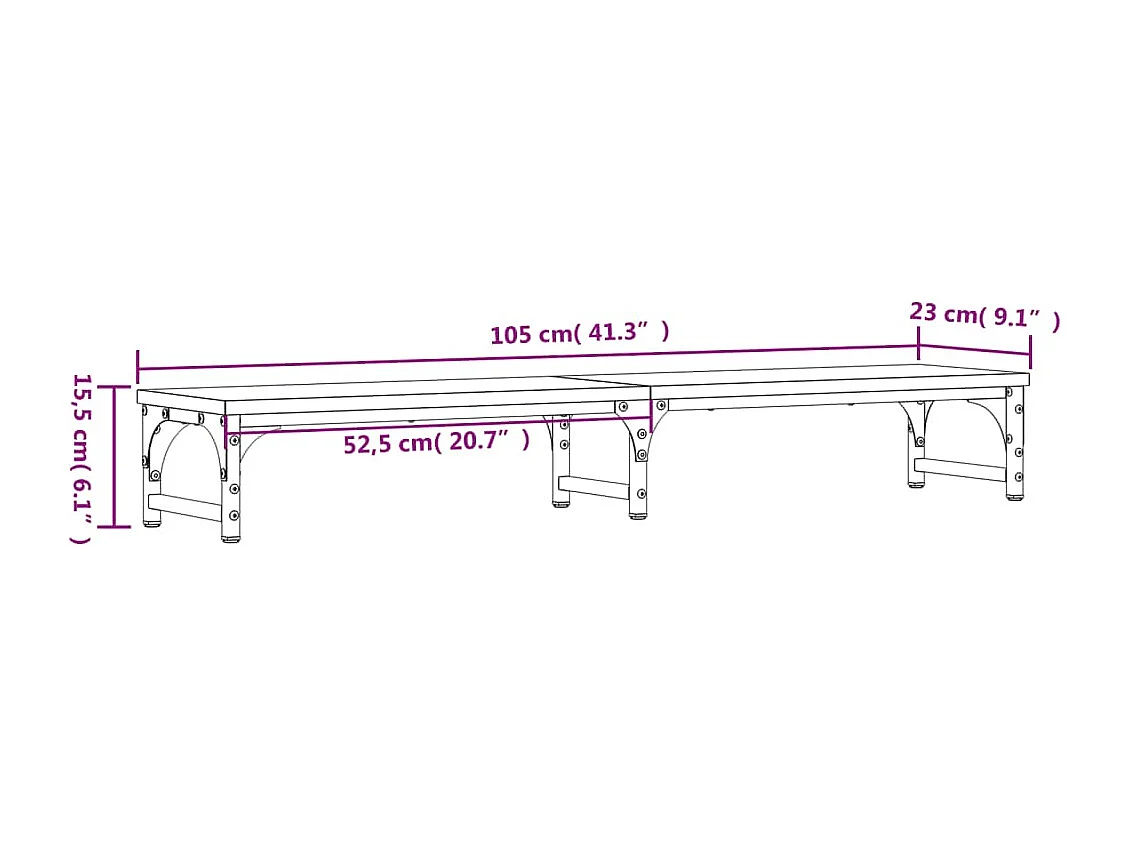 Support de moniteur sonoma gris 105x23x15,5cm bois d'ingénierie
