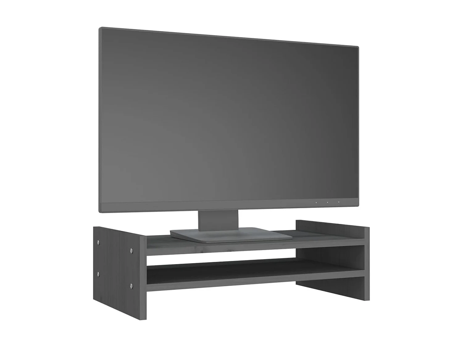 Support de moniteur Gris 50x27x15 cm Bois de pin solide