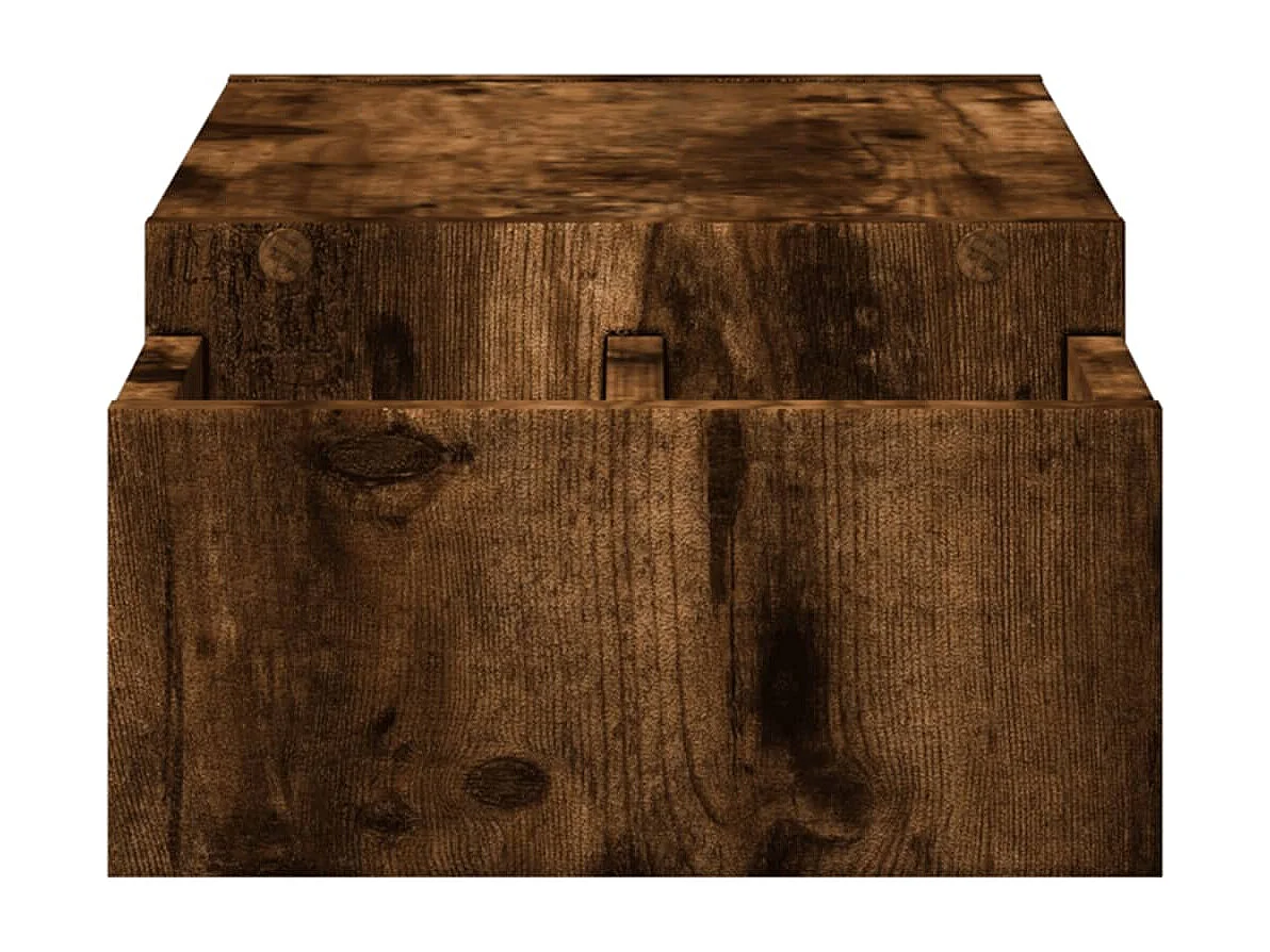 Support de moniteur avec rangement chêne fumé bois d'ingénierie