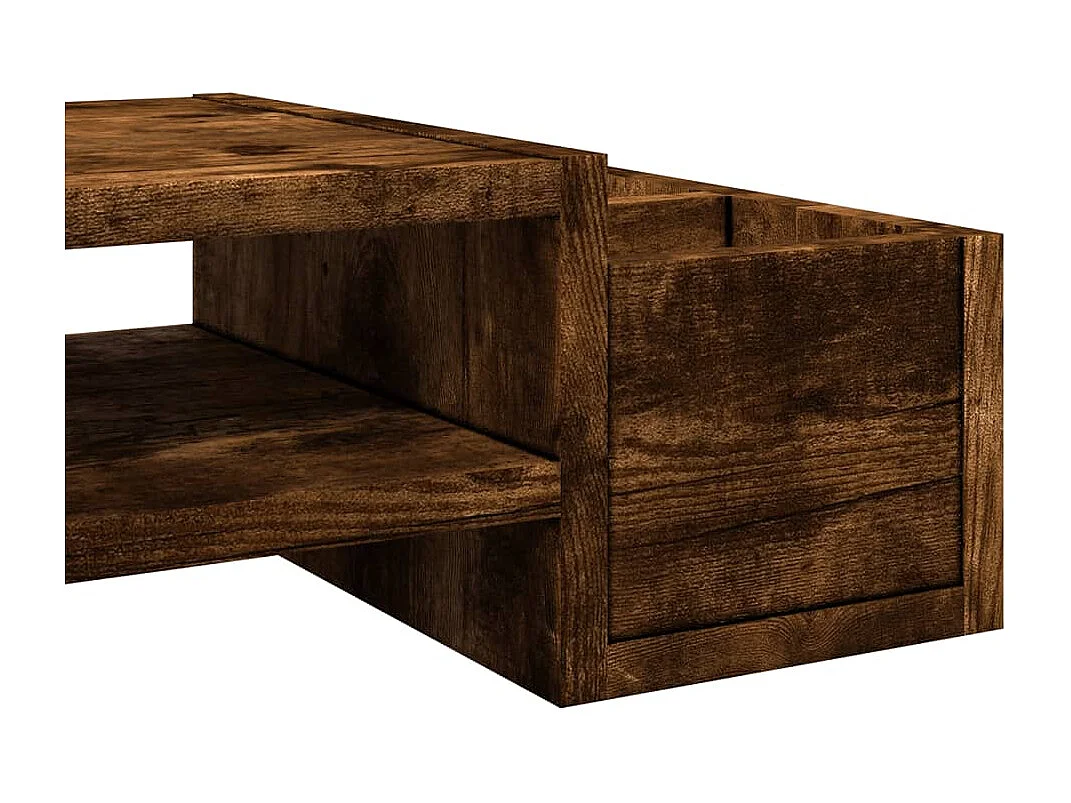 Support de moniteur avec rangement chêne fumé bois d'ingénierie