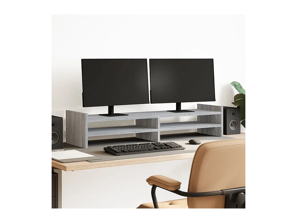 Supporto per monitor Sonoma grigio 100x27x20 cm in derivati del legno